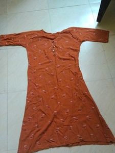 Orange Printed Kurta