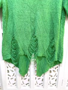 Trendy Green Distressed Knit Top B