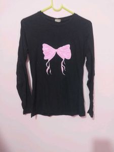 Black Bow Long Sleeve Tee