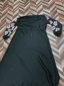 Floral Sleeve Black abaya nakab burkha