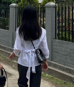 White Tie-Waist Blouse