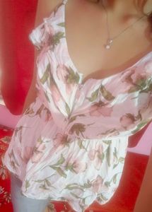 Floral V-Neck Ruffle Blouse