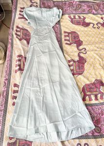 Satin Cyan Cut Out Dress