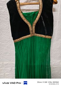 Majestic Green and Black Anarkali M Size