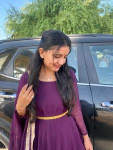 Purple Ethnic Gown Kurti With Dupatta