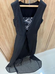 Asymmetrical Lace Black Top- Size S