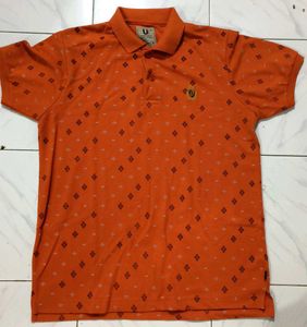Urbanic Orange Print Polo Shirt