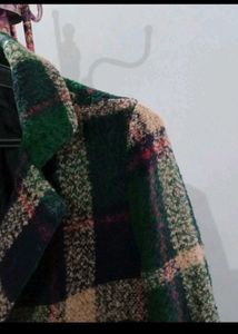 Plaid Wool Blend Coat