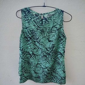Black And Green Printed Top