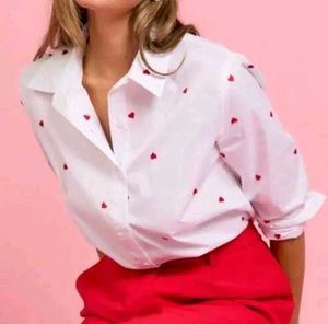 Heart Print White Shirt