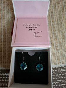 💎 Giva 💎 92.5 Silver Aqua Blue Crystal Earrings