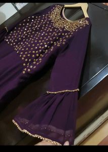 Purple Ethnic Partywear Long Gown For 42 Bust