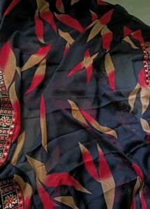Red Black Georgette Saree