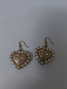Heart Shaped🩷💛 Lakh Rhinestone Earrings