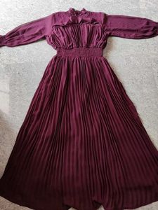 Burgundy Pleated Maxi Dress