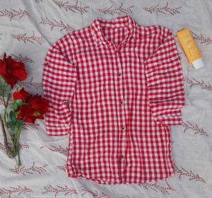 Pink & White Gingham Button-Up