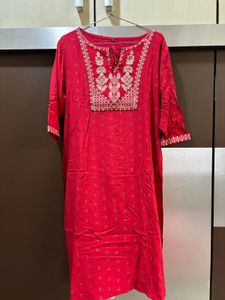Embroidered Red Kurta