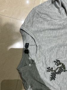 Gray Long Sleeve Top