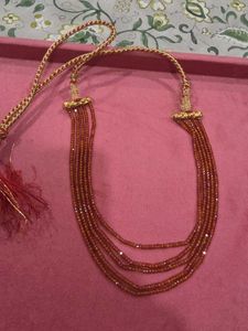 Beaded Layered Necklace Red