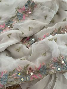 Embroidered Mirrored saree with stitched blouse