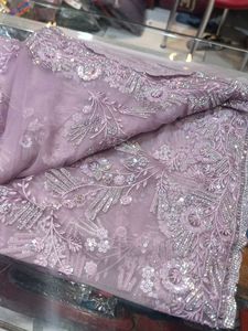 Embroidered Lavender Net Saree (Issue)