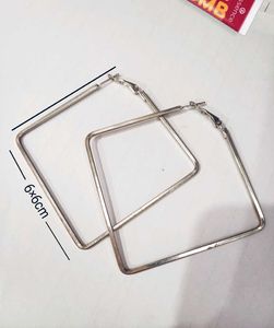 Big Square Hoop Earrings Silver