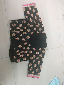 Black Raw Silk Embroidered Blouse