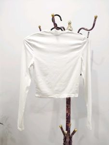 White Long Sleeve Crop Top