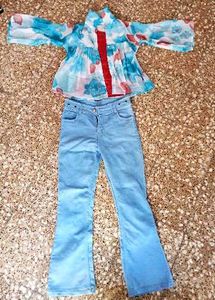 set of cute jeans top and inner