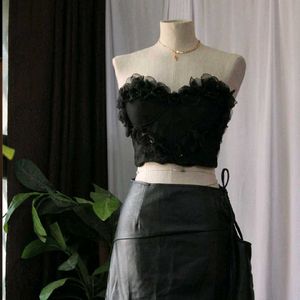 Black Floral Corset Top