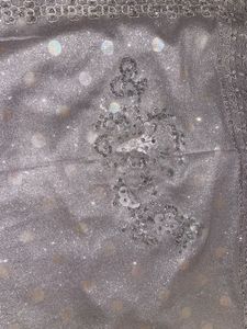 Elegant Grey Embroidered Saree