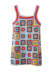 Colorful Crochet Mini Dress