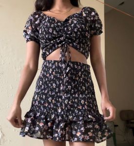Floral Smocked Two-Piece Set FREE SIZE