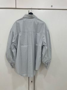 ✨ Statement Sleeves Alert! Chic Grey Cotton Shirt