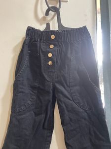 Wide Leg Button Denim Pants