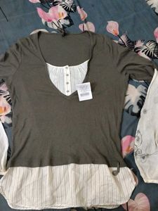 Olive Green Layered Look Top