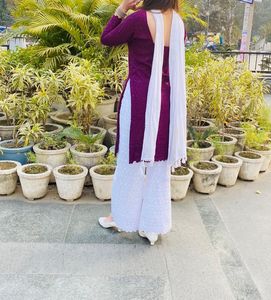 Women Chikan Coral Kurta With Pant