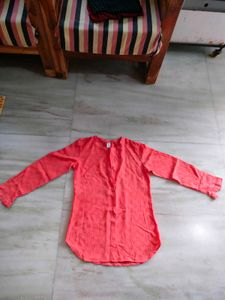 Coral Short Kurti - Long Sleeves