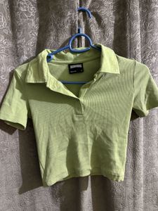 Green Polo Crop Top