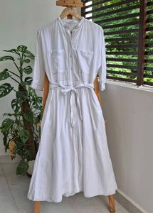 ZARA BASIC White Button Down Dress