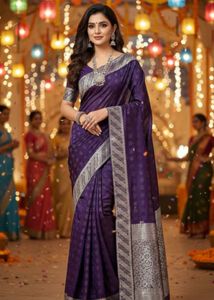Elegant Purple Banarasi Silk Saree