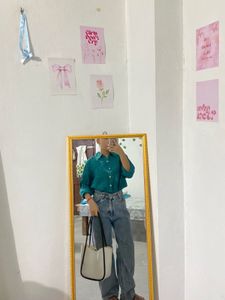 SALE:- Green Button-Down Shirt