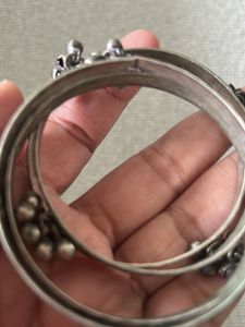 Oxidized Silver Jingle Bell Bangles