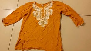 Embroidered Mustard Top
