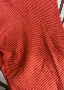 Orange Ribbed Top