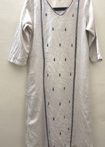 Embroidered Linen Tunic Dress
