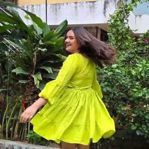Lime Green Fit &amp; Flare Dress