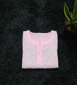Elegant pink chikankari Embroidered Kurta