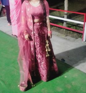 Dusty Rose Embroidered Lehenga