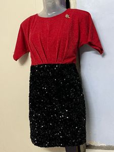 Pintrest Red &amp; Black Sequin Party Dress
